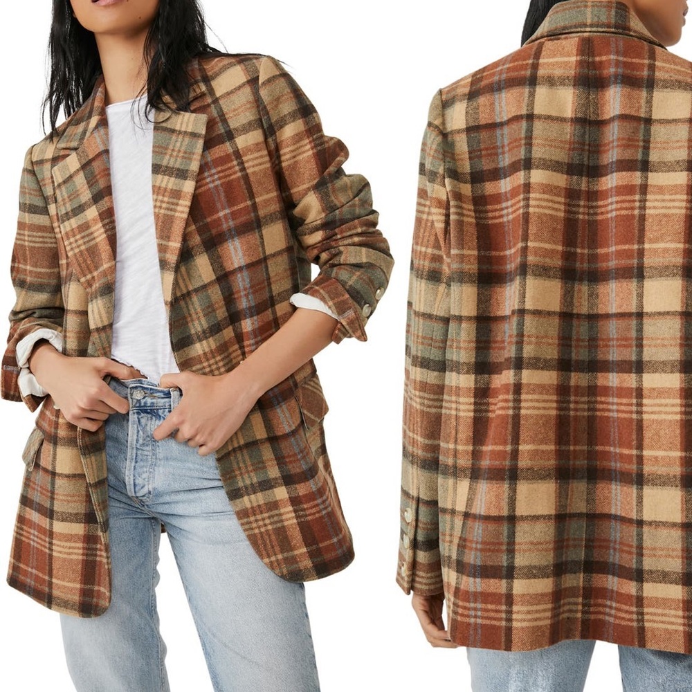 FREE PEOPLE Mari plaid blazer